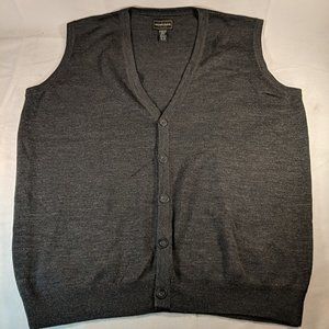 Denver Hayes 100% Merino Wool Button Up Vest Mens XL Charcoal Grey Gray SDA-724